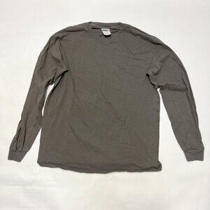 Gildan Ultra Cotton Gray Long Sleeve Shirt Large